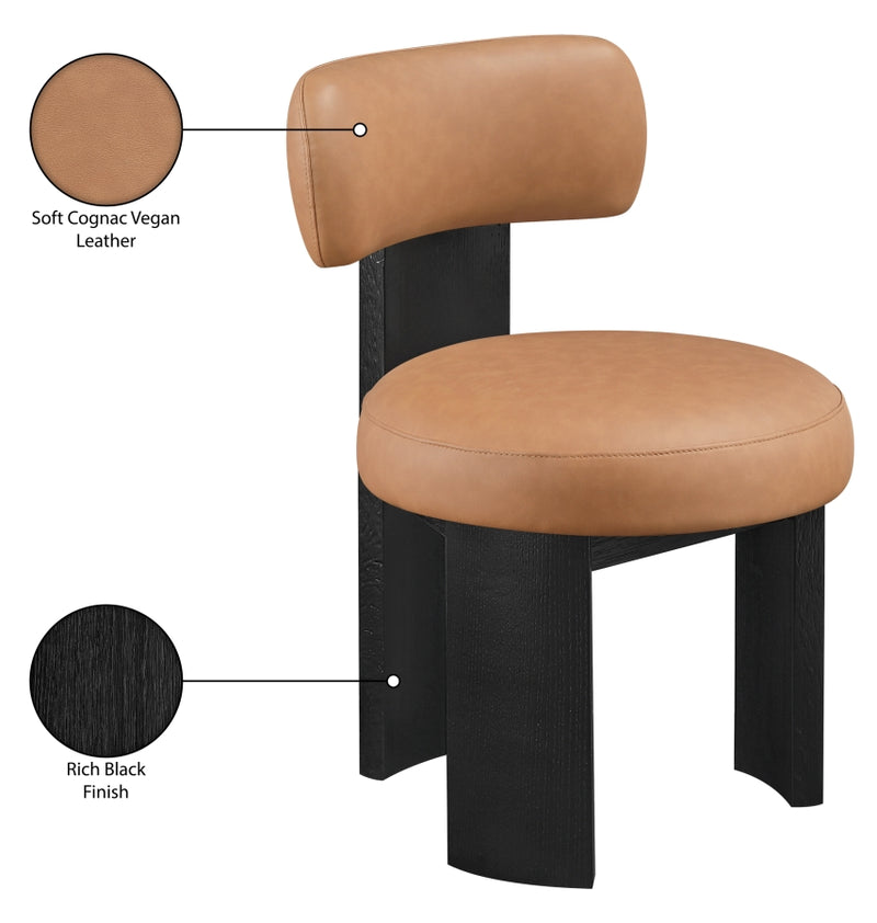 Atelier Vegan Leather Upholstered Dining Chair in Cognac, Set of 2 - 88087Cognac-C