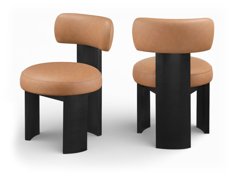 Atelier Vegan Leather Upholstered Dining Chair in Cognac, Set of 2 - 88087Cognac-C