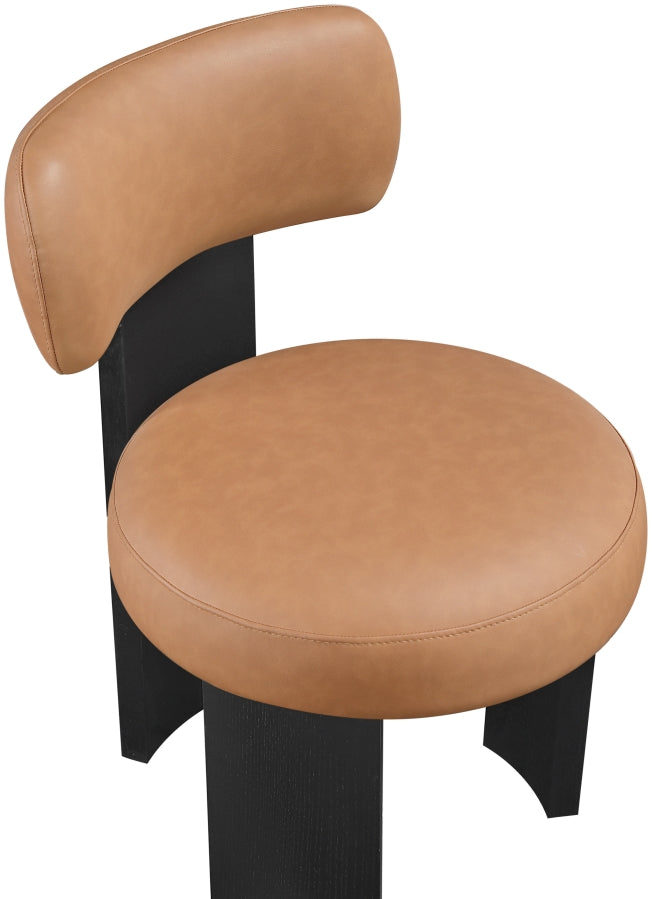 Atelier Vegan Leather Upholstered Dining Chair in Cognac, Set of 2 - 88087Cognac-C