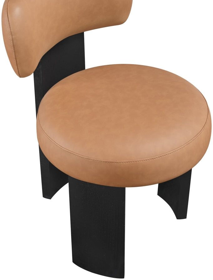 Atelier Vegan Leather Upholstered Dining Chair in Cognac, Set of 2 - 88087Cognac-C