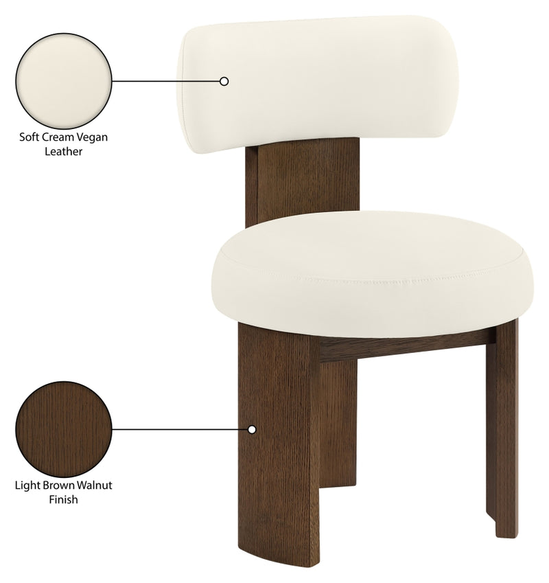 Atelier Vegan Leather Upholstered Dining Chair in Cream, Set of 2 - 88085Cream-C