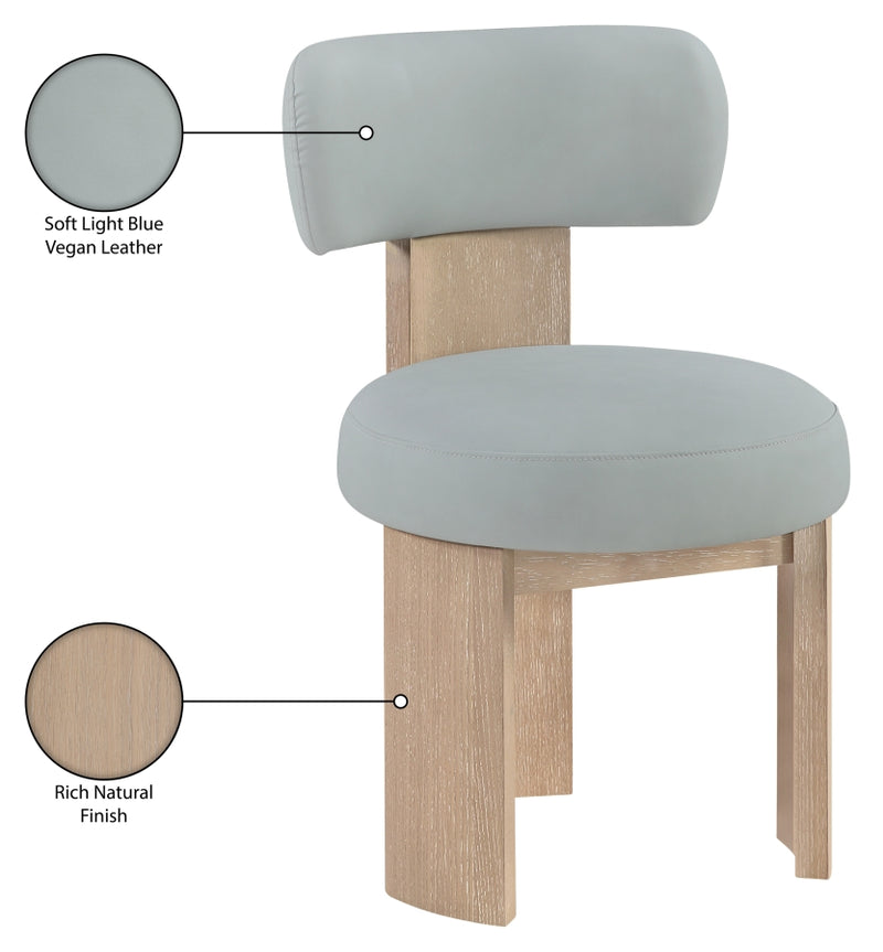 Atelier Vegan Leather Upholstered Dining Chair in Light Blue, Set of 2 - 88086LtBlu-C