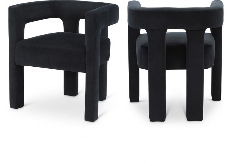 Athena Velvet Upholstered Dining Chair in Black - 889Black-C