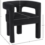 Athena Velvet Upholstered Dining Chair in Black - 889Black-C