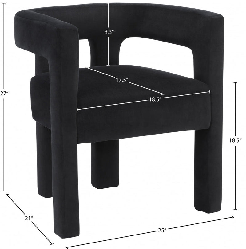 Athena Velvet Upholstered Dining Chair in Black - 889Black-C