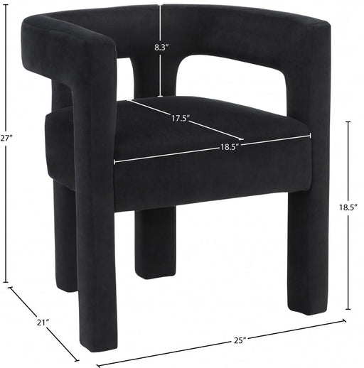 Athena Velvet Upholstered Dining Chair in Black - 889Black-C