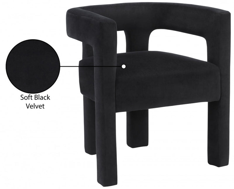 Athena Velvet Upholstered Dining Chair in Black - 889Black-C