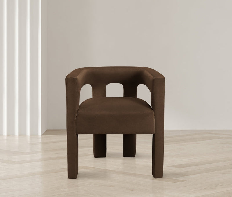 Athena Velvet Upholstered Dining Chair in Brown - 889Brown-C