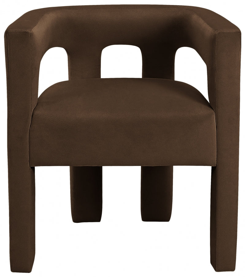 Athena Velvet Upholstered Dining Chair in Brown - 889Brown-C
