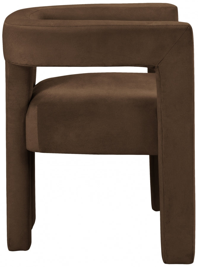 Athena Velvet Upholstered Dining Chair in Brown - 889Brown-C