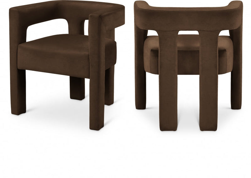 Athena Velvet Upholstered Dining Chair in Brown - 889Brown-C