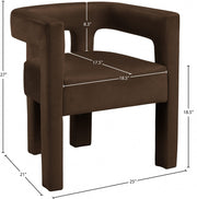 Athena Velvet Upholstered Dining Chair in Brown - 889Brown-C