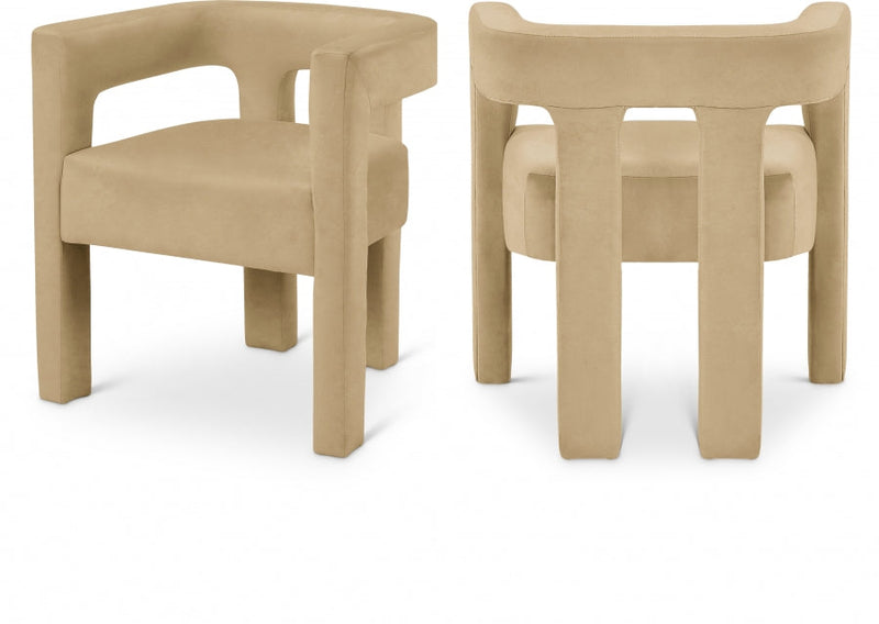 Athena Velvet Upholstered Dining Chair in Camel - 889Camel-C