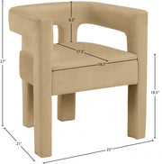 Athena Velvet Upholstered Dining Chair in Camel - 889Camel-C
