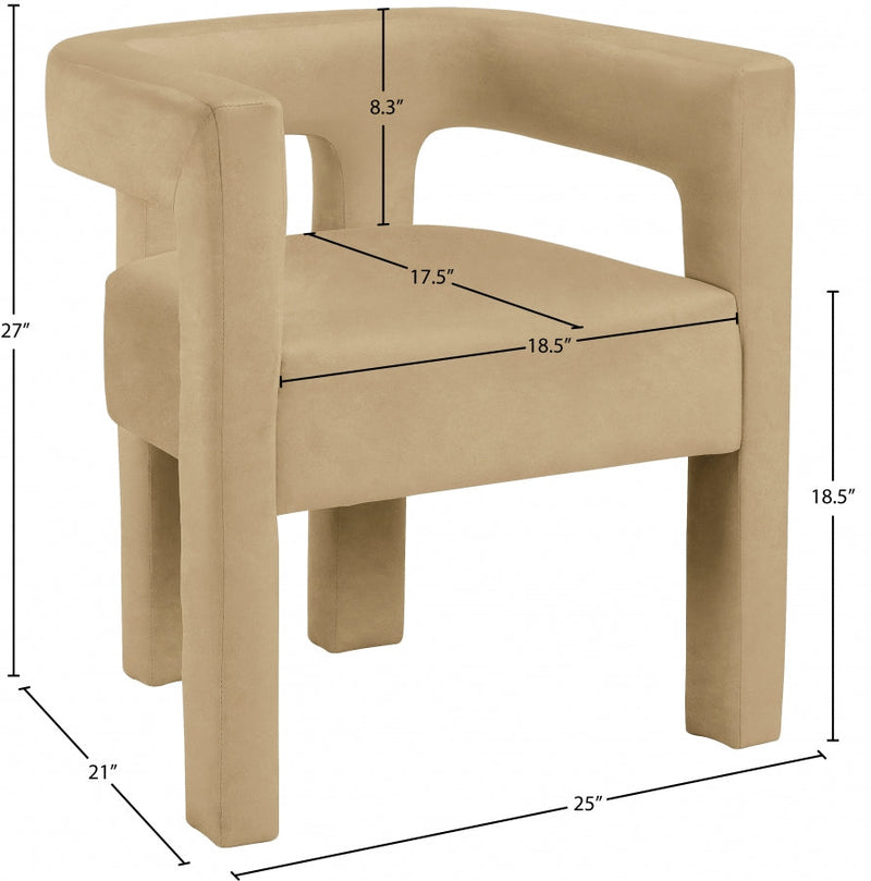 Athena Velvet Upholstered Dining Chair in Camel - 889Camel-C