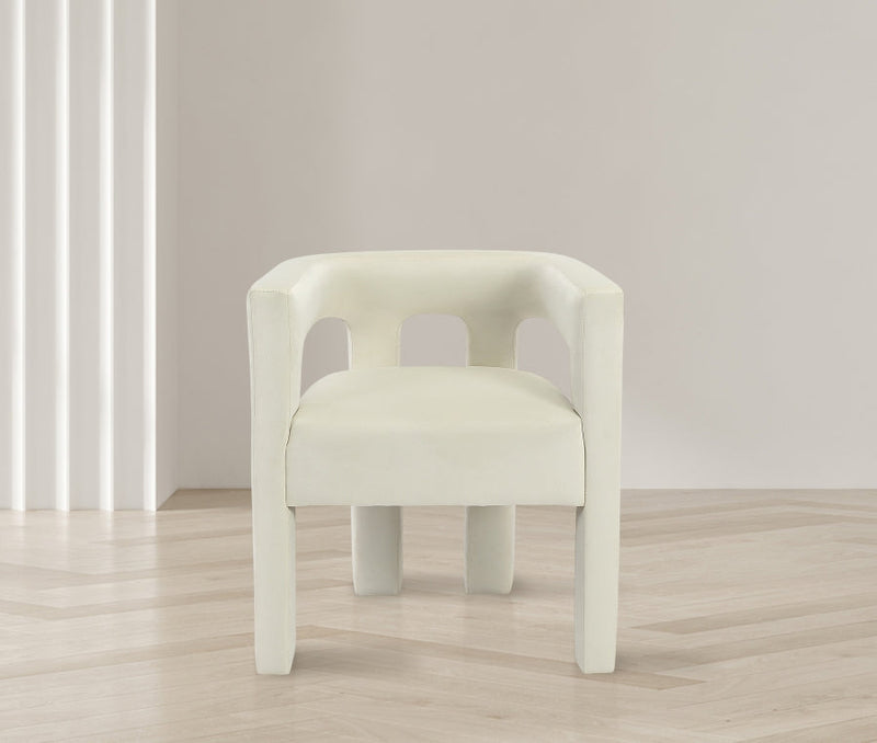 Athena Velvet Upholstered Dining Chair in Cream - 889Cream-C