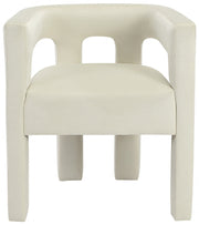 Athena Velvet Upholstered Dining Chair in Cream - 889Cream-C