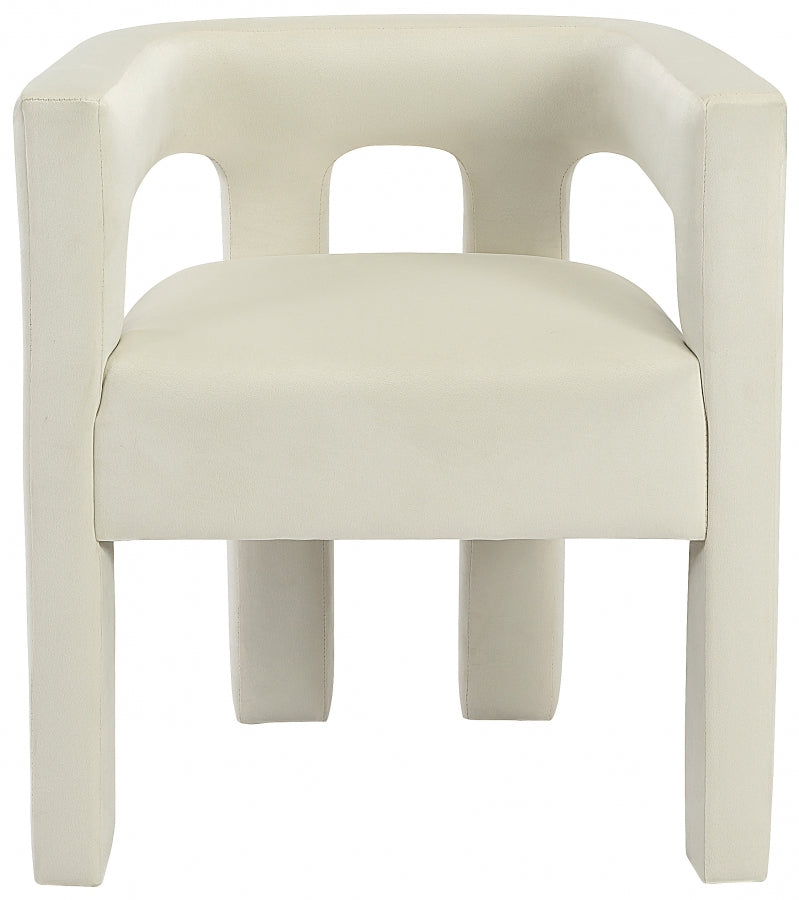 Athena Velvet Upholstered Dining Chair in Cream - 889Cream-C