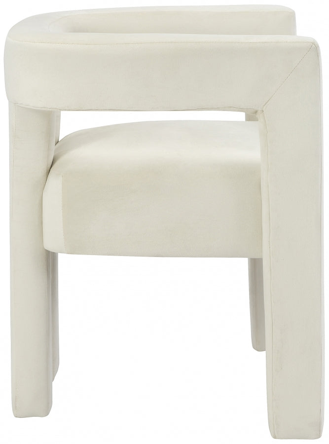 Athena Velvet Upholstered Dining Chair in Cream - 889Cream-C