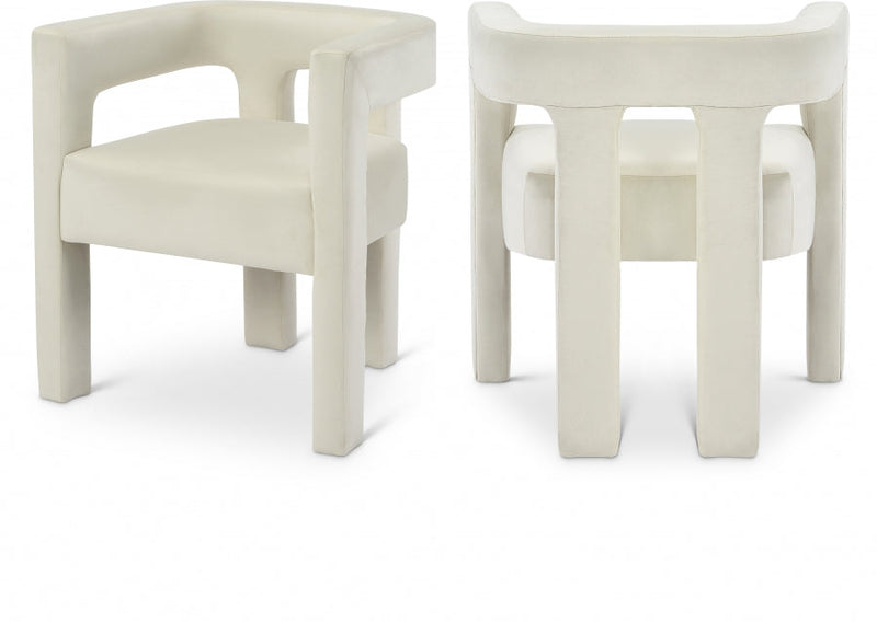 Athena Velvet Upholstered Dining Chair in Cream - 889Cream-C
