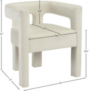 Athena Velvet Upholstered Dining Chair in Cream - 889Cream-C