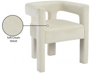 Athena Velvet Upholstered Dining Chair in Cream - 889Cream-C