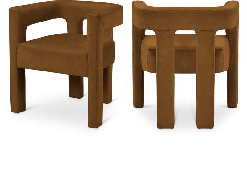 Athena Velvet Upholstered Dining Chair in Saddle - 889Saddle-C