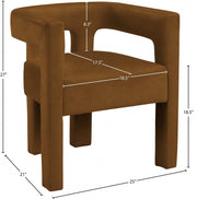 Athena Velvet Upholstered Dining Chair in Saddle - 889Saddle-C