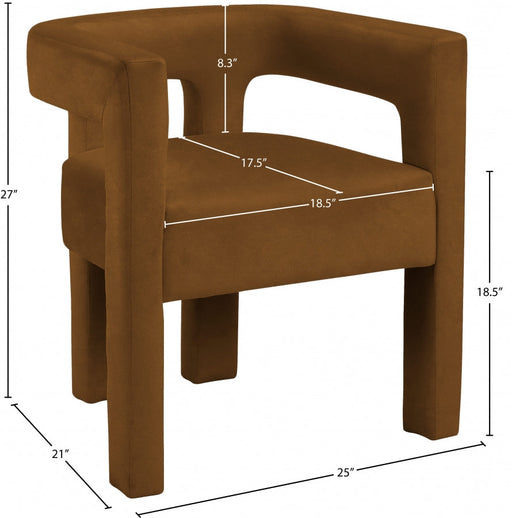 Athena Velvet Upholstered Dining Chair in Saddle - 889Saddle-C