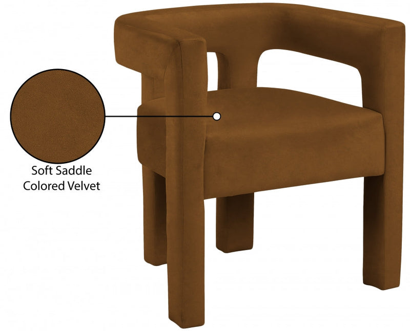 Athena Velvet Upholstered Dining Chair in Saddle - 889Saddle-C