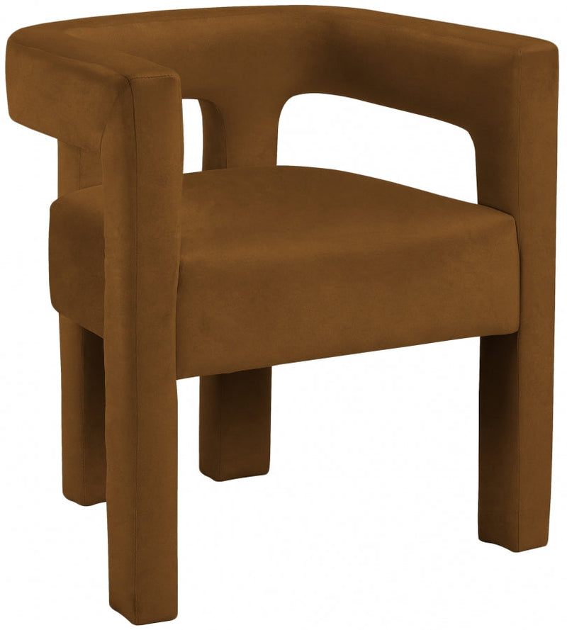 Athena Velvet Upholstered Dining Chair in Saddle - 889Saddle-C