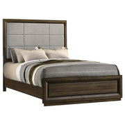 Atlas 64-inch Queen Upholstered Panel Bed Grey and Dark Oak - 215971Q
