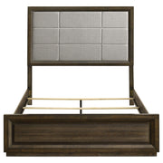 Atlas 64-inch Queen Upholstered Panel Bed Grey and Dark Oak - 215971Q