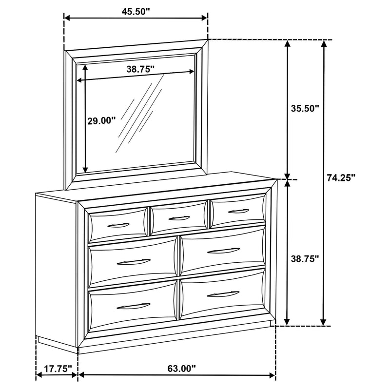 Atlas 7-drawer Bedroom Dresser and Mirror Set Dark Oak - 215973M