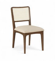 Atrium Cane Back And Vegan Leather Upholstered Seat Dining Chair in Beige, Set of 2 - 88071Beige-C