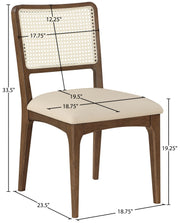 Atrium Cane Back And Vegan Leather Upholstered Seat Dining Chair in Beige, Set of 2 - 88071Beige-C