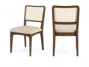 Atrium Cane Back And Vegan Leather Upholstered Seat Dining Chair in Beige, Set of 2 - 88071Beige-C