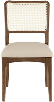 Atrium Cane Back And Vegan Leather Upholstered Seat Dining Chair in Beige, Set of 2 - 88071Beige-C