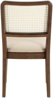 Atrium Cane Back And Vegan Leather Upholstered Seat Dining Chair in Beige, Set of 2 - 88071Beige-C