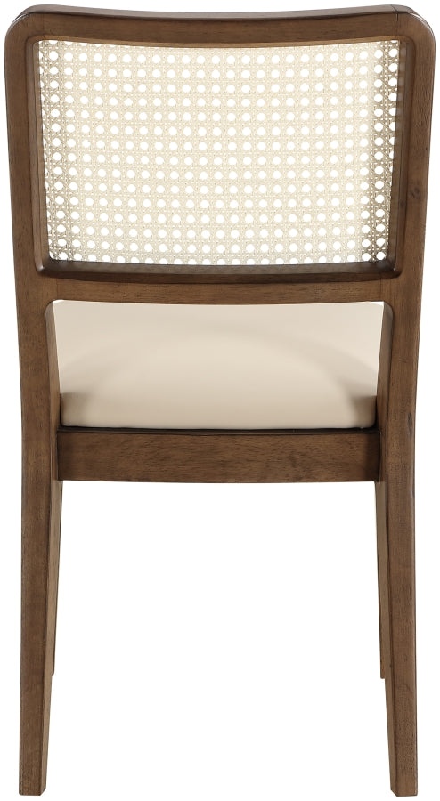Atrium Cane Back And Vegan Leather Upholstered Seat Dining Chair in Beige, Set of 2 - 88071Beige-C