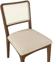 Atrium Cane Back And Vegan Leather Upholstered Seat Dining Chair in Beige, Set of 2 - 88071Beige-C