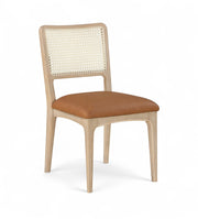 Atrium Cane Back And Vegan Leather Upholstered Seat Dining Chair in Cognac, Set of 2 - 88070Cognac-C