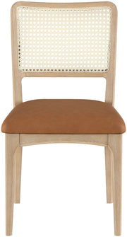 Atrium Cane Back And Vegan Leather Upholstered Seat Dining Chair in Cognac, Set of 2 - 88070Cognac-C