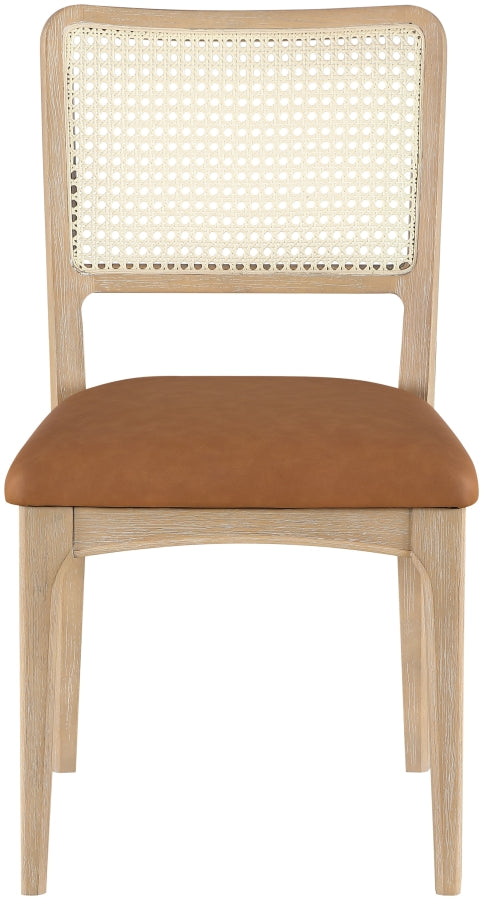 Atrium Cane Back And Vegan Leather Upholstered Seat Dining Chair in Cognac, Set of 2 - 88070Cognac-C