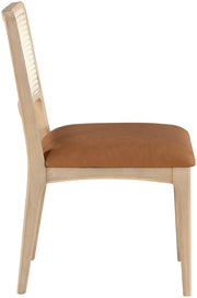 Atrium Cane Back And Vegan Leather Upholstered Seat Dining Chair in Cognac, Set of 2 - 88070Cognac-C