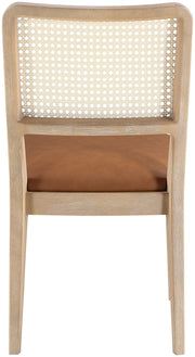 Atrium Cane Back And Vegan Leather Upholstered Seat Dining Chair in Cognac, Set of 2 - 88070Cognac-C
