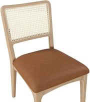 Atrium Cane Back And Vegan Leather Upholstered Seat Dining Chair in Cognac, Set of 2 - 88070Cognac-C