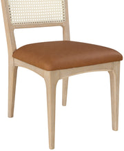 Atrium Cane Back And Vegan Leather Upholstered Seat Dining Chair in Cognac, Set of 2 - 88070Cognac-C