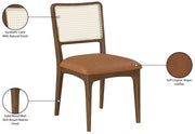 Atrium Cane Back And Vegan Leather Upholstered Seat Dining Chair in Cognac, Set of 2 - 88071Cognac-C