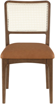 Atrium Cane Back And Vegan Leather Upholstered Seat Dining Chair in Cognac, Set of 2 - 88071Cognac-C
